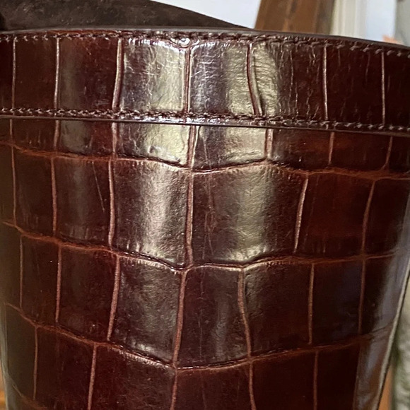 STAUD Britt Croc-Embossed Leather Bucket Bag - Picture 7 of 13